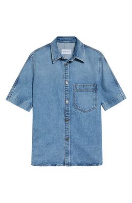 Givenchy Givenchy Couture Seam Short Sleeve Denim Button-Up Shirt
