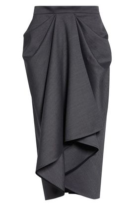 Givenchy Givenchy Draped Stretch Wool & Mohair Blend Midi Skirt