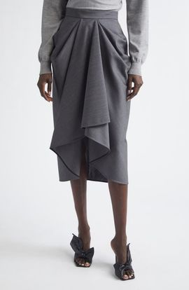 Givenchy Givenchy Draped Wool & Mohair Blend Midi Skirt