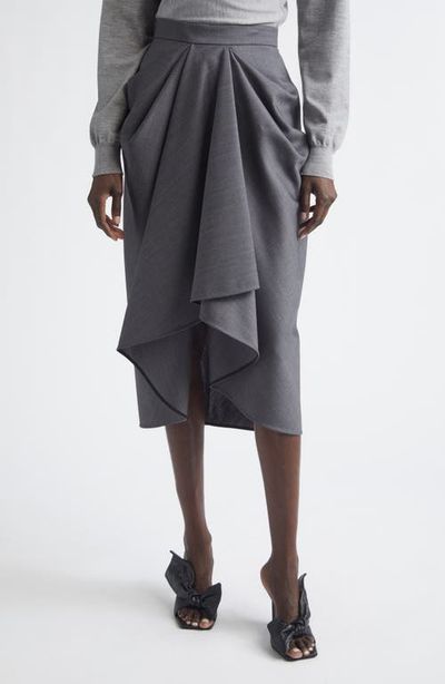 Givenchy Givenchy Draped Wool & Mohair Blend Midi Skirt