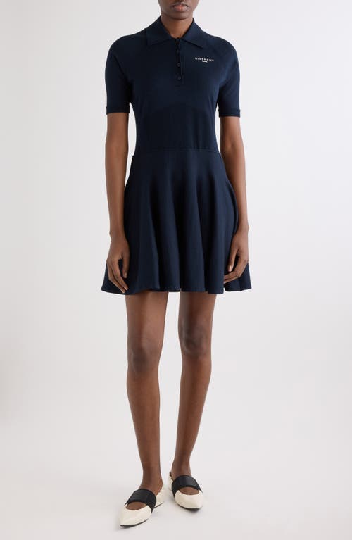 Givenchy Givenchy Embroidered Logo Cotton & Silk Blend A-Line Polo Dress