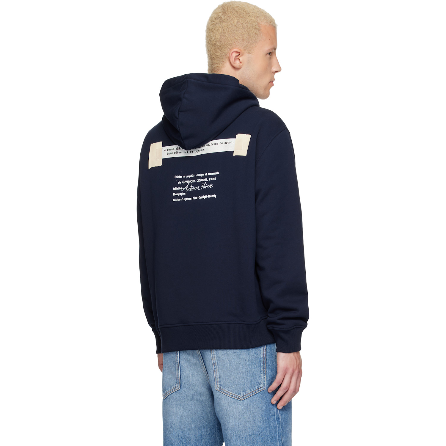 Givenchy - Navy Couture Seam Archive Print Hoodie