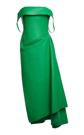 Givenchy Givenchy OffTheShoulder Leather Midi Dress