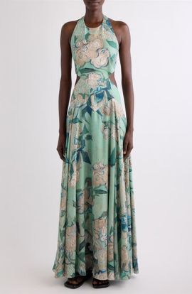 Givenchy Givenchy Painted Floral Open Side Gown