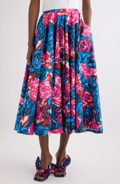Givenchy Givenchy Rose Print Circular Cotton Poplin Midi Skirt