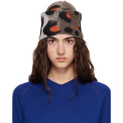 Givenchy Givenchy Taupe & Orange Hairy Animal Beanie