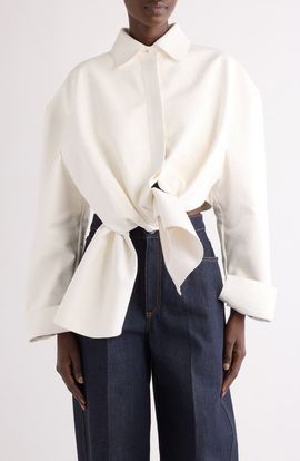 Givenchy Givenchy Tie Front Leather Button-Up Shirt