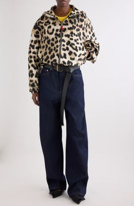 Givenchy Givenchy Water Repellent Leopard Jacquard Hooded Windbreaker