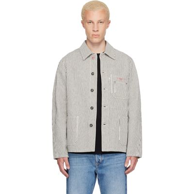 Givenchy Givenchy White & Navy Striped Workwear Jacket