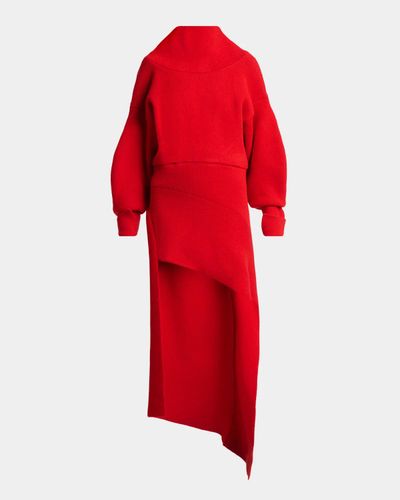 Givenchy High-Neck Slashed Wool-Cashmere Asymmetric Mini Sweater Dress