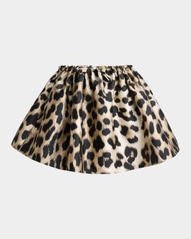 Givenchy Leopard-Print Satin Ruched Mini Skirt
