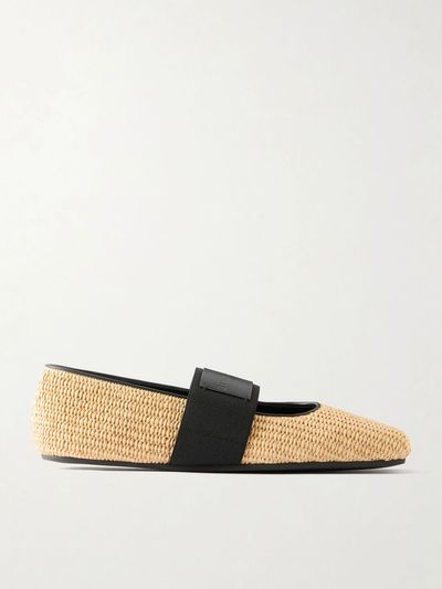GIVENCHY Logo-appliquéd raffia ballerina flats