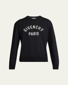 Givenchy Men's Embroidered Logo Cotton Crewneck Sweater