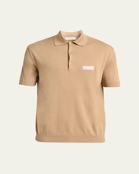 Givenchy Men's Grosgrain Logo Cotton Knit Polo Shirt