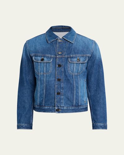 Givenchy Men's Medium Blue Denim Jacket with Leather Label