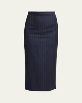 Givenchy Pinstripe Wool Pencil Midi Skirt