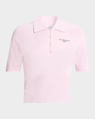 Givenchy Short-Sleeve Cotton-Silk Cropped Polo Shirt