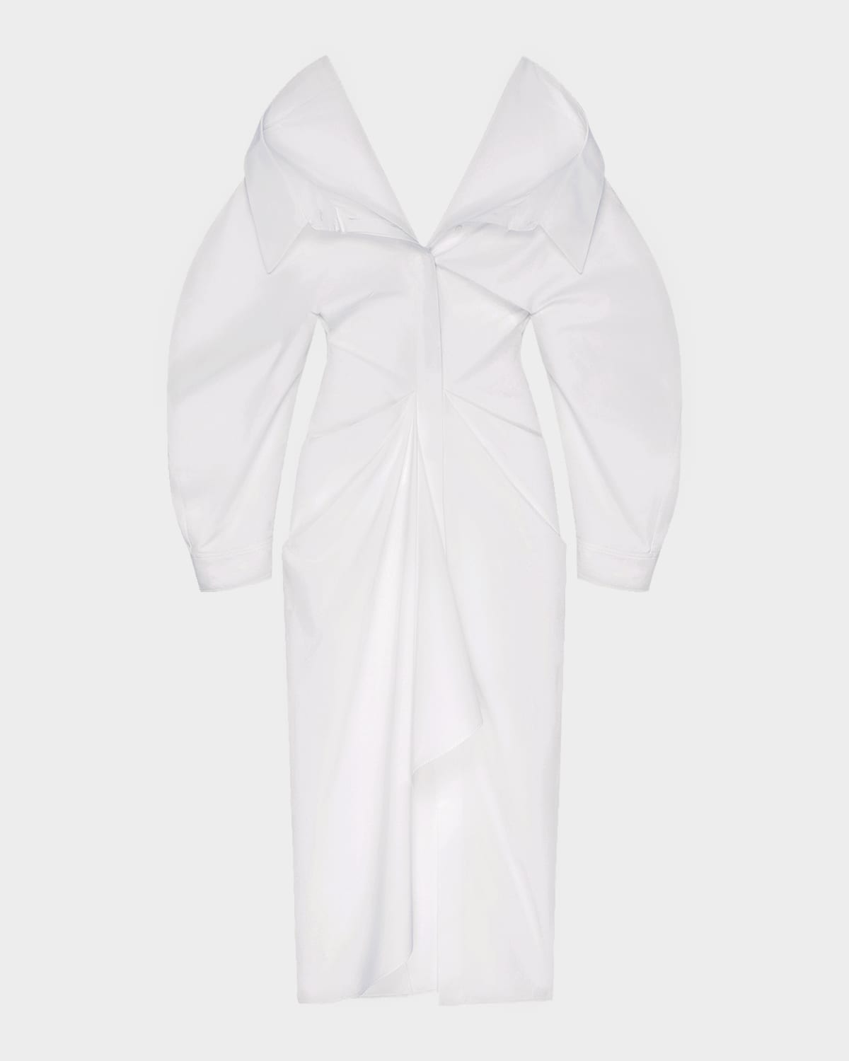 Givenchy Slashed Draped Cotton Poplin Maxi Shirtdress