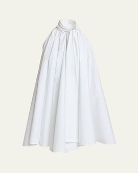 Givenchy Sleeveless Bow-Neck Pleated Poplin Mini Dress