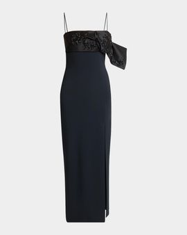 Givenchy Sleeveless Embellished Bow Sliced Maxi Dress