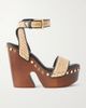 GIVENCHY Studded raffia wedge sandals - 1