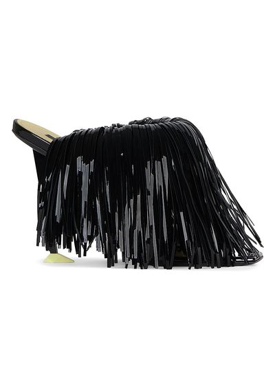 Givenchy Women's Boudoir Heeled Mules in Patent Leather with Fringes