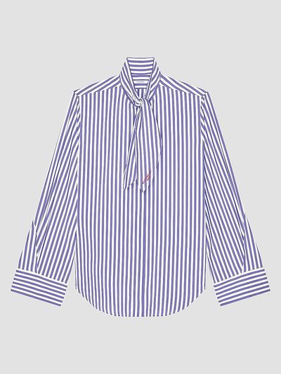 Givenchy Women's Cocoon Striped Shirt in Silk with Bow