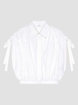 Givenchy Women's Cropped Shirt in Poplin with Ruched Details