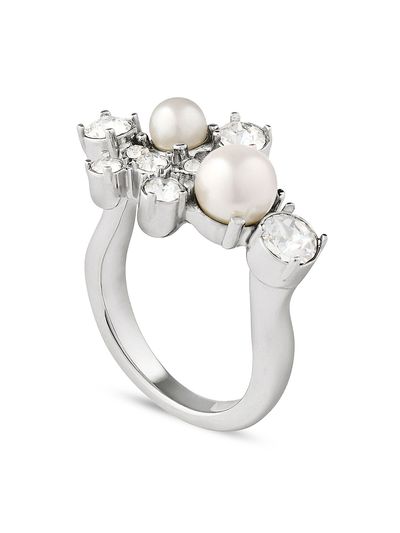 Givenchy Women's Crystal Pearl Ring in Metal, Crystals and Pearls