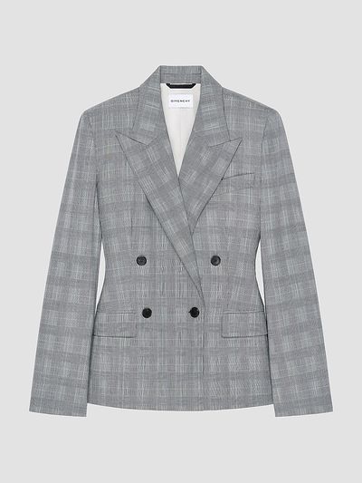 Givenchy Women's Double-Breasted Checked Jacket in Wool
