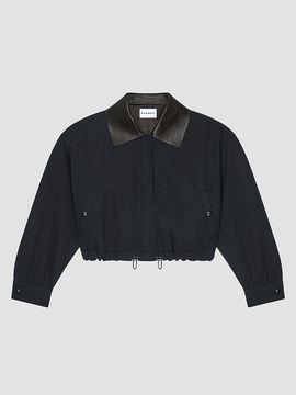 Givenchy Women's Jacket in Cotton and Wool with Leather Collar