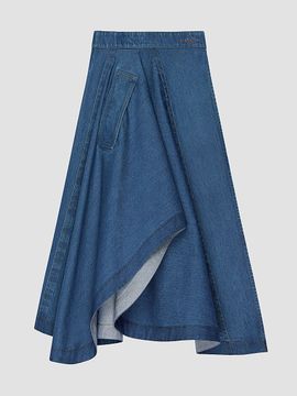 Givenchy Women's Long Asymmetric Skirt in Denim