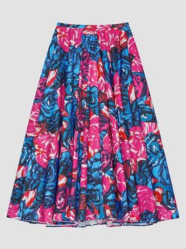 Givenchy Women's Long Circular Skirt in Poplin with Floral Print
