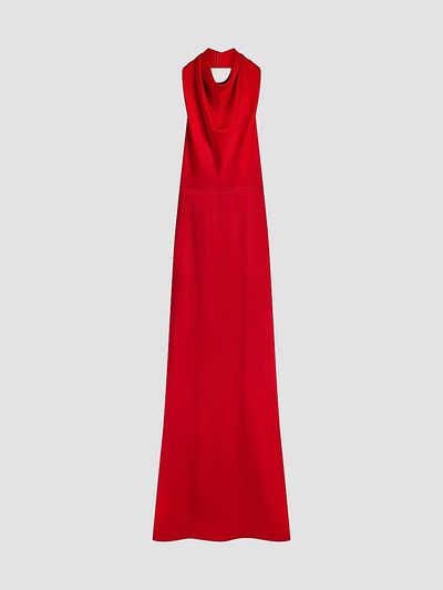 Givenchy Women's Long Draped Halter Neck Dress in Satin Crepe