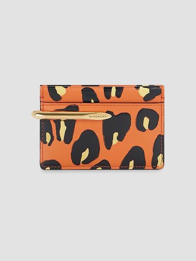 Givenchy Women's Pinch Card Holder in Leather with Leopard Print