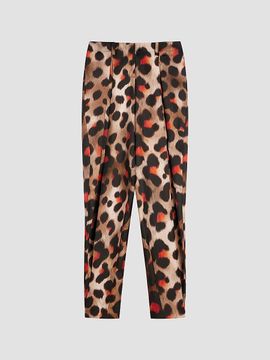 Givenchy Women's Pinch Pants in Silk with Leopard Print