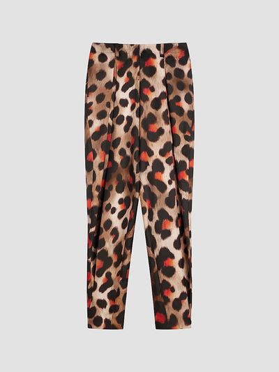 Givenchy Women's Pinch Pants in Silk with Leopard Print
