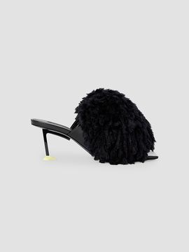 Givenchy Women's Pompom Mules in Patent Leather and Knit