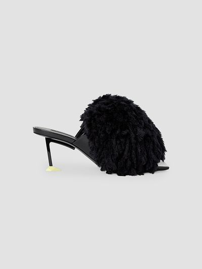 Givenchy Women's Pompom Mules in Patent Leather and Knit