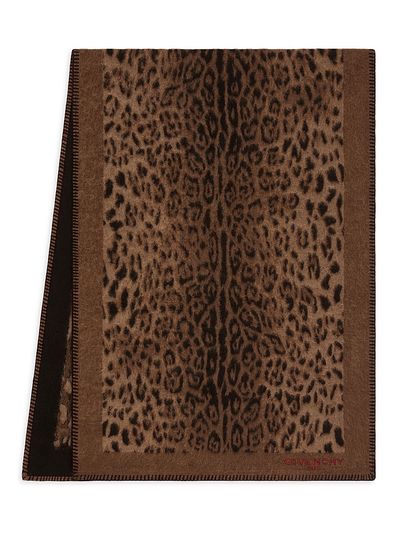 Givenchy Women's Scarf in Wool Jacquard with Leopard Print