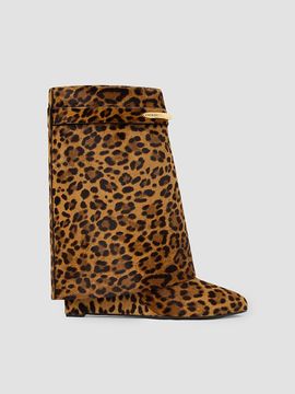 Givenchy Women's Shark Pinch Ankle Boots in Leopard Pony-Effect Leather