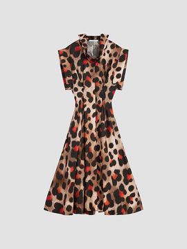Givenchy Women's Shirt Dress in Leopard Silk with Deconstructed Collar