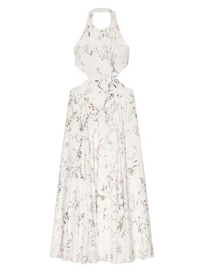 Givenchy Women's Slashed Long Dress with Floral Print