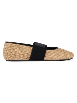 Givenchy Women's Sliced Square Raffia-Effect Ballerinas