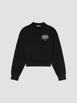 Givenchy Women's Sweater in Wool and Cotton with Embroidered Bow