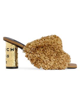 Givenchy Women's Tape Heeled Mules with Raffia-Effect Fringes