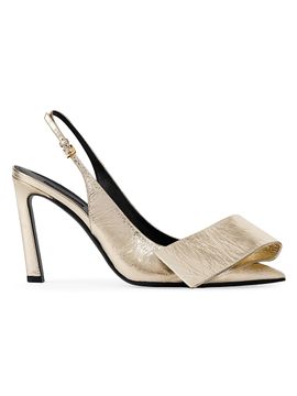 Givenchy Women's Twisted Ribbon Slingbacks Pumps in Metallic Leather
