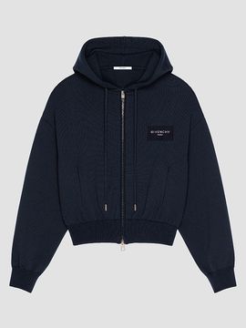 Givenchy Women's Zipped Hoodie in Wool and Cotton with Givenchy Paris