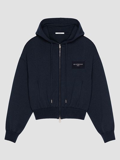Givenchy Women's Zipped Hoodie in Wool and Cotton with Givenchy Paris
