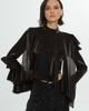 Gizia Gizia Back Zipper Ruffled Detail Black Blouse  - 1